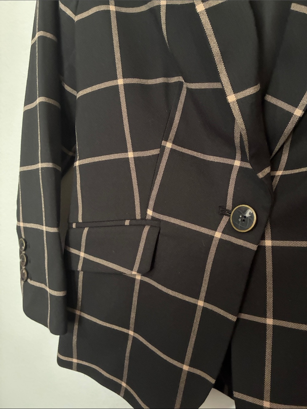 The Limited Black Blazer with Taupe Windowpane - Picture 5 of 7